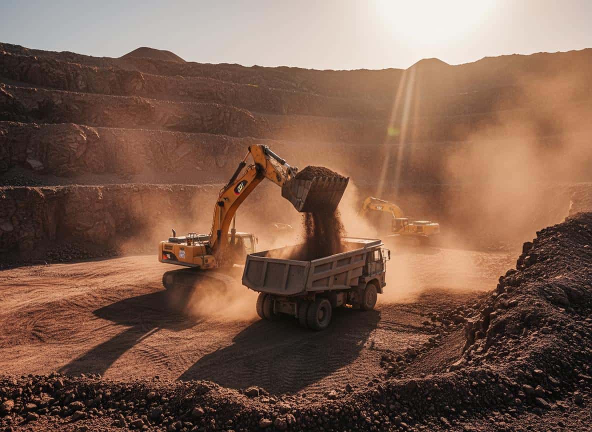 Opérations d'extraction de pouzzolane dans notre carrière d'Aguelmous