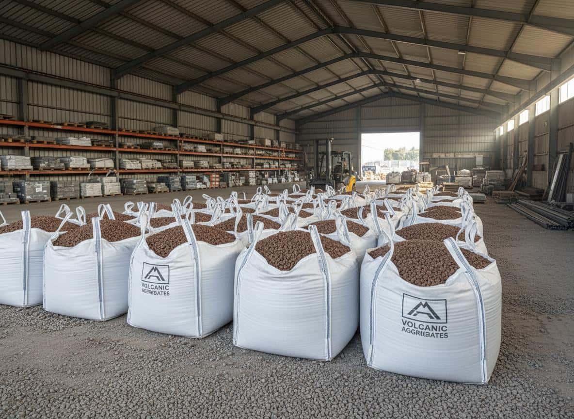 Conditionnement de la pouzzolane en big-bags pour livraison sur chantier