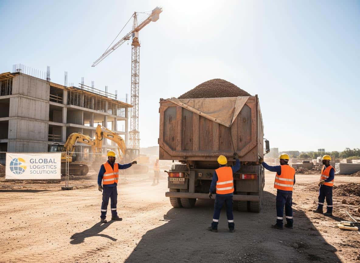 Camion de livraison de pouzzolane en vrac pour terrassement et drainage
